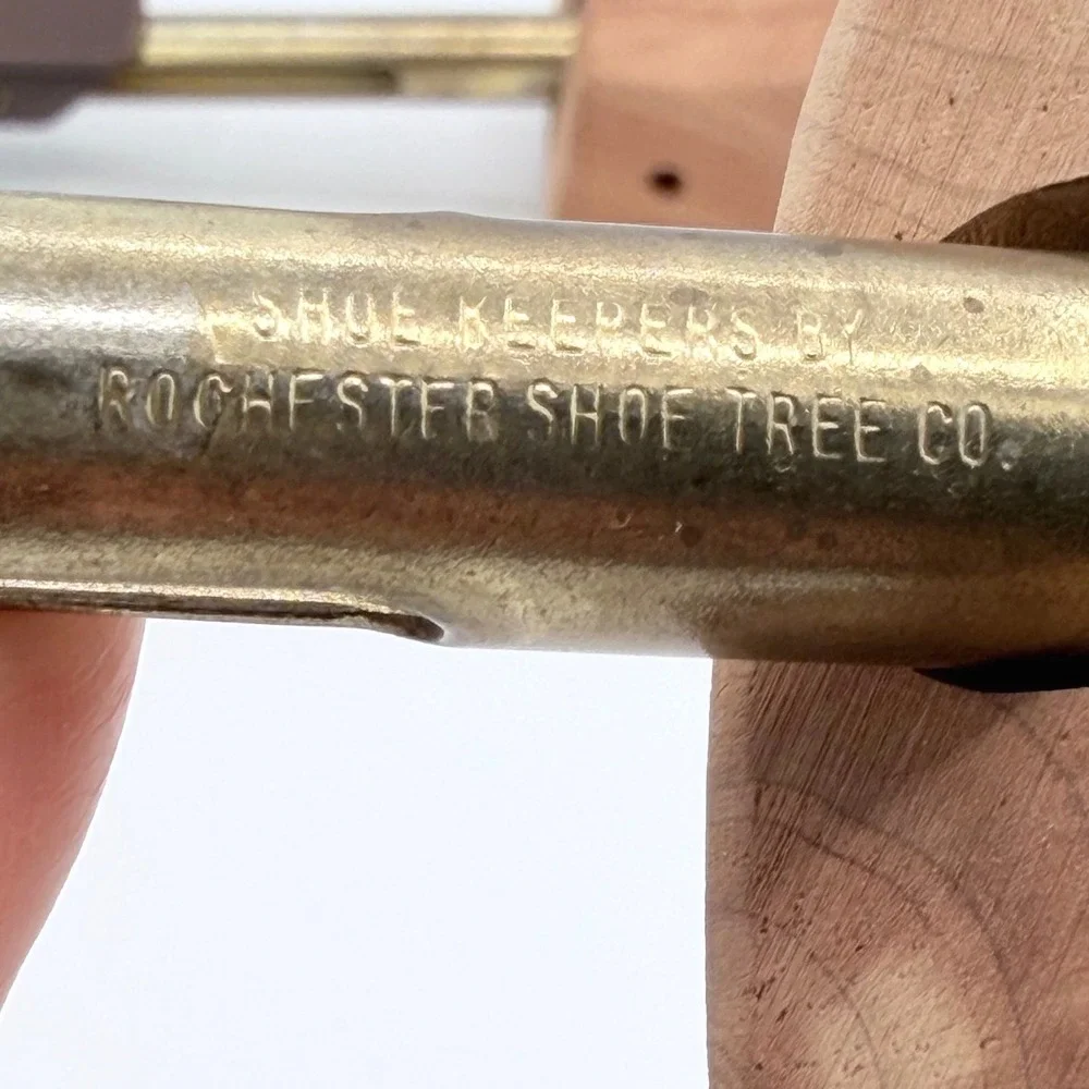 Vintage 1960s 70s Rochester Shoe Tree Co Shoe Keepers Wood Metal USA Pair MCM